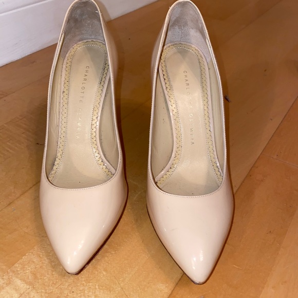 Charlotte Olympia Nude Leather Platform Pump Heels